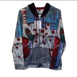 NWT SIMPLY ART BY DOLCEZZA Art to Wear Printed Hooded Jacket Top Women's Size M